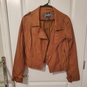 Caramel Faux Leather Coat